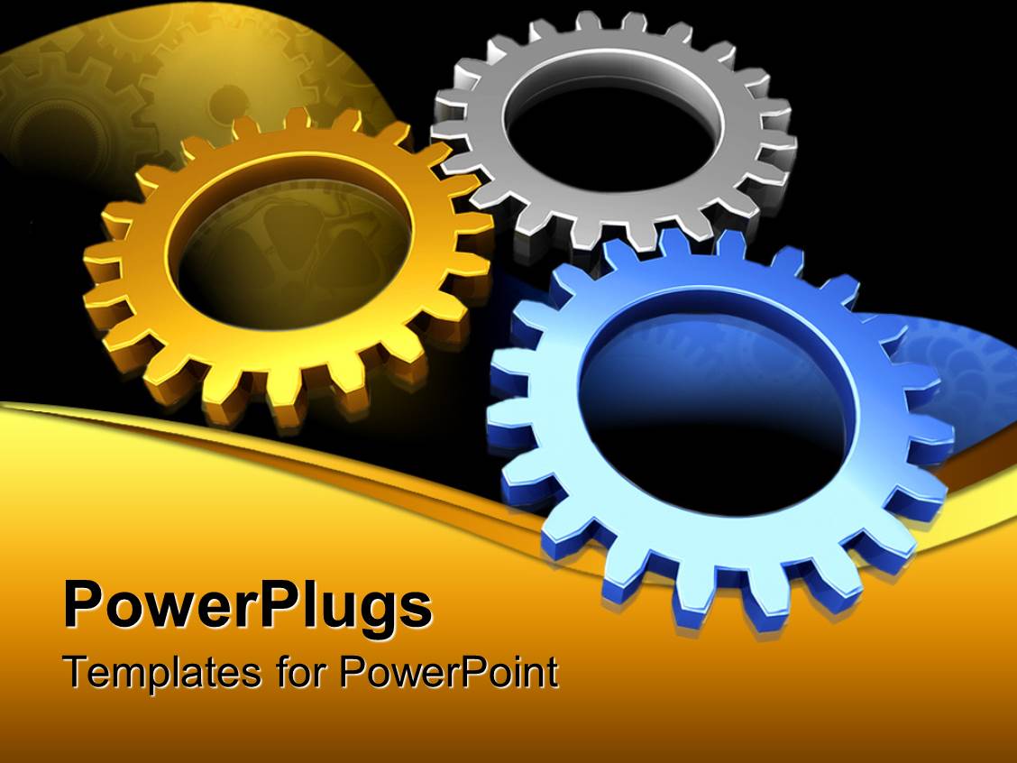 Powerpoint Template A Umber Of Multicolor Gears With Blackish Background 13387 Powerpoint Gears Template