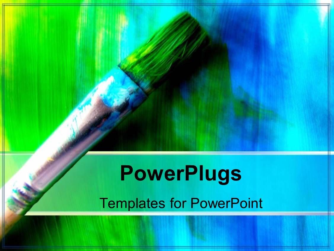 PowerPoint Template Used paint brush with greenblue bristles (22983)