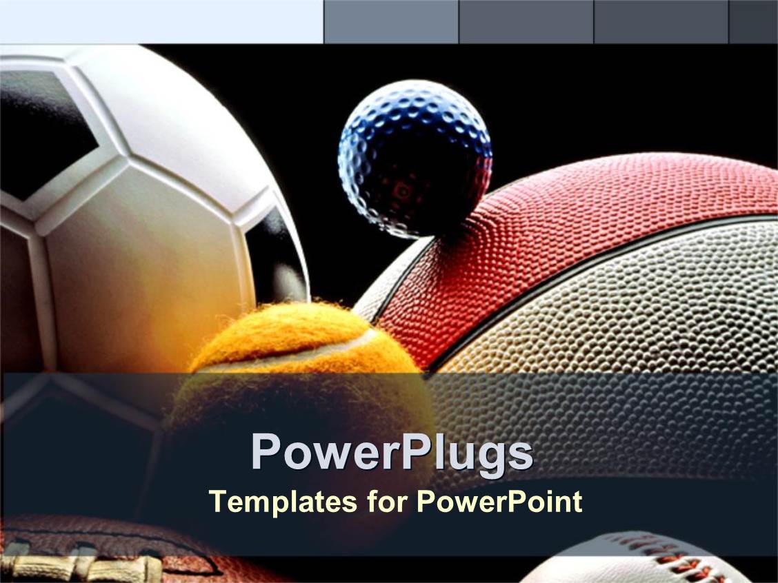 Powerpoint Template Various Balls American Football Basketball Soccer Ball Tennis Ball Athletic Powerpoint Templates
