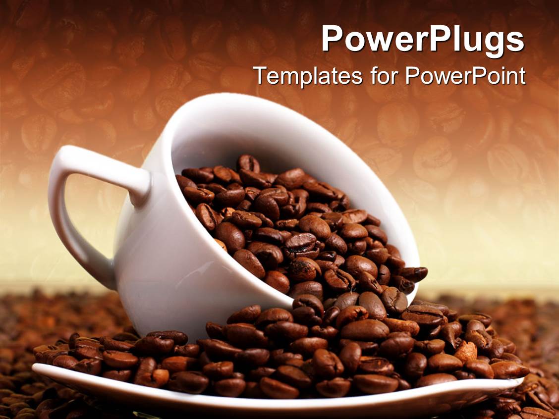 Powerpoint Template A White Cup Overloaded With Roasted Coffee Beans 7547 Coffee Powerpoint Template Free
