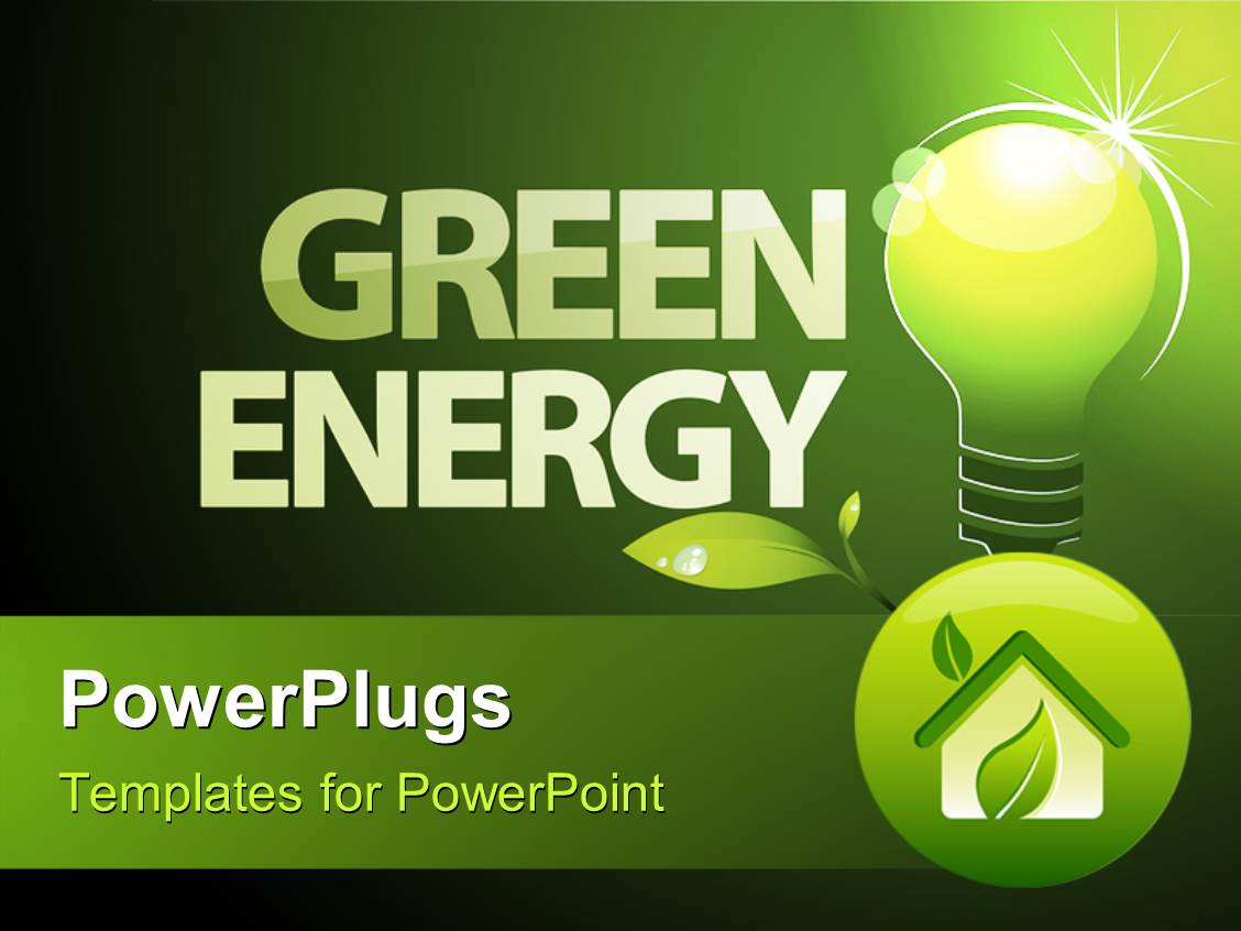 Powerpoint Template Word Green Energy With Environment Friendly Light Bulb And Foliage 14933 Energy Powerpoint Templates
